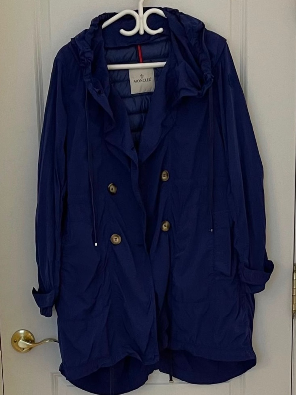 Moncler Purple Hooded Double-Breasted Trench Coat